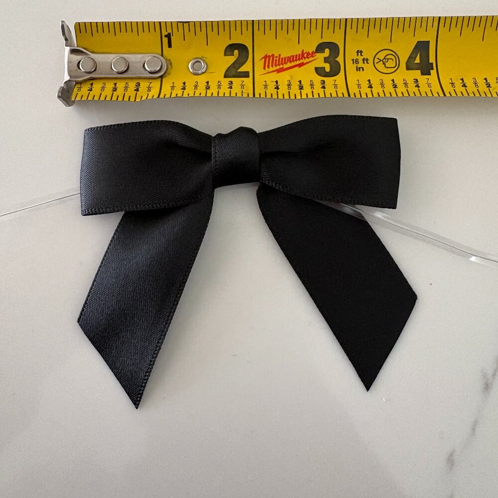 Black Satin Pre-made Bows with Twist Tie